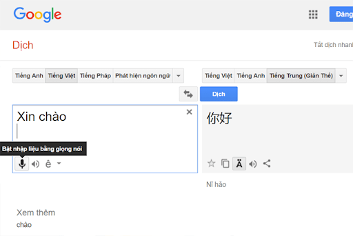 Sử dụng google để dịch sản phẩm sang tiếng Trung