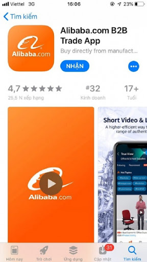 Ứng dụng Alibaba trên nền tảng iOS