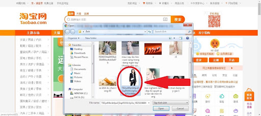 Tìm kiếm sản phẩm bằng hình ảnh có sẵn từ thiết bị tải lên trên Taobao
