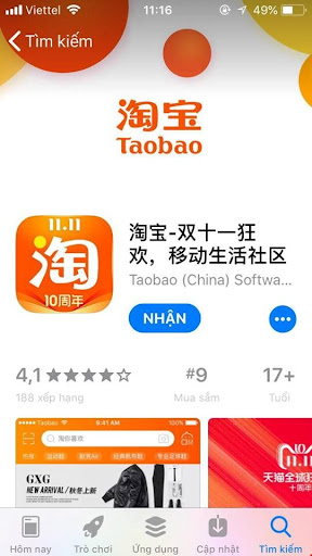 App Taobao trên IOS