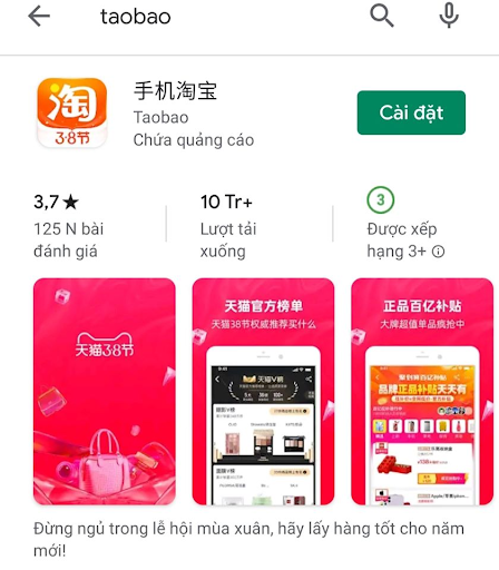 App mua hàng của Taobao không dịch được sang tiếng Việt 