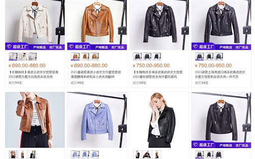 Link order áo khoác Quảng Châu da trên các trang TMĐT